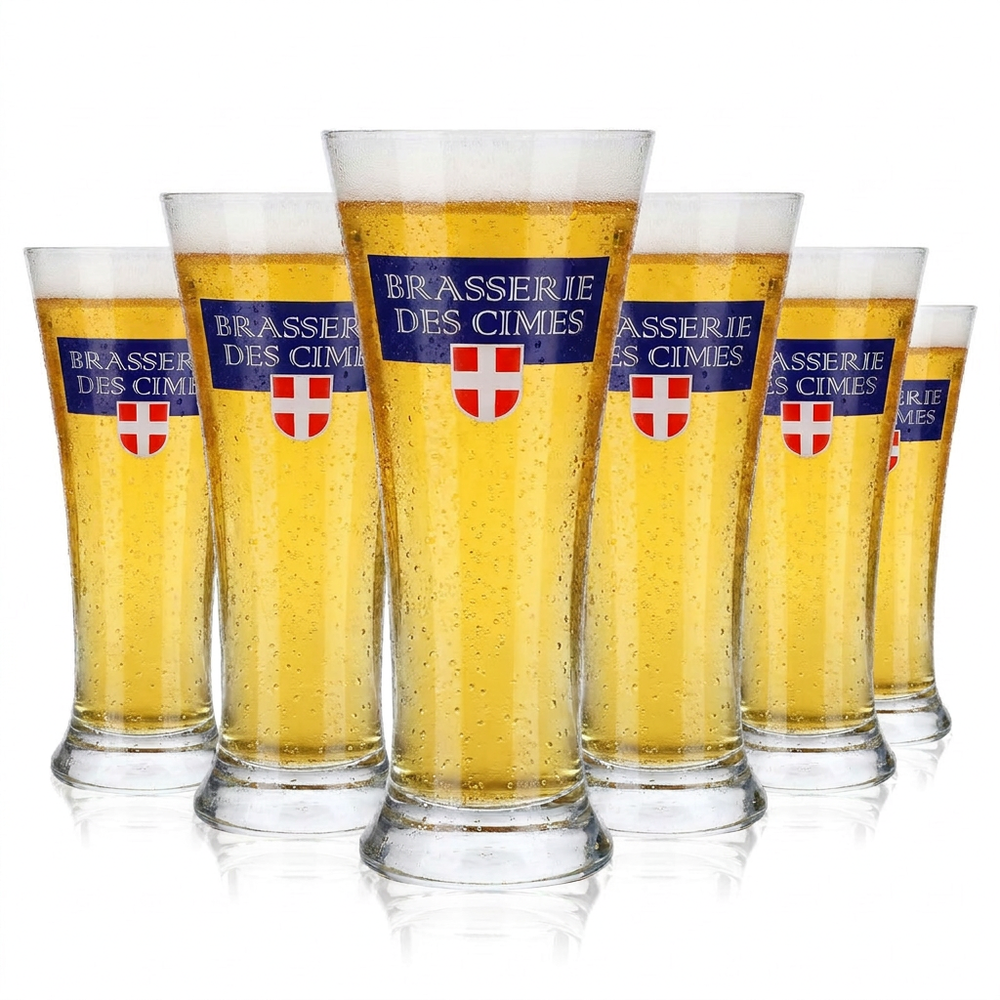 Brasserie des Cimes Biergläser 6er Set 0,25l Bierpokal geeicht Rastal Savoyen