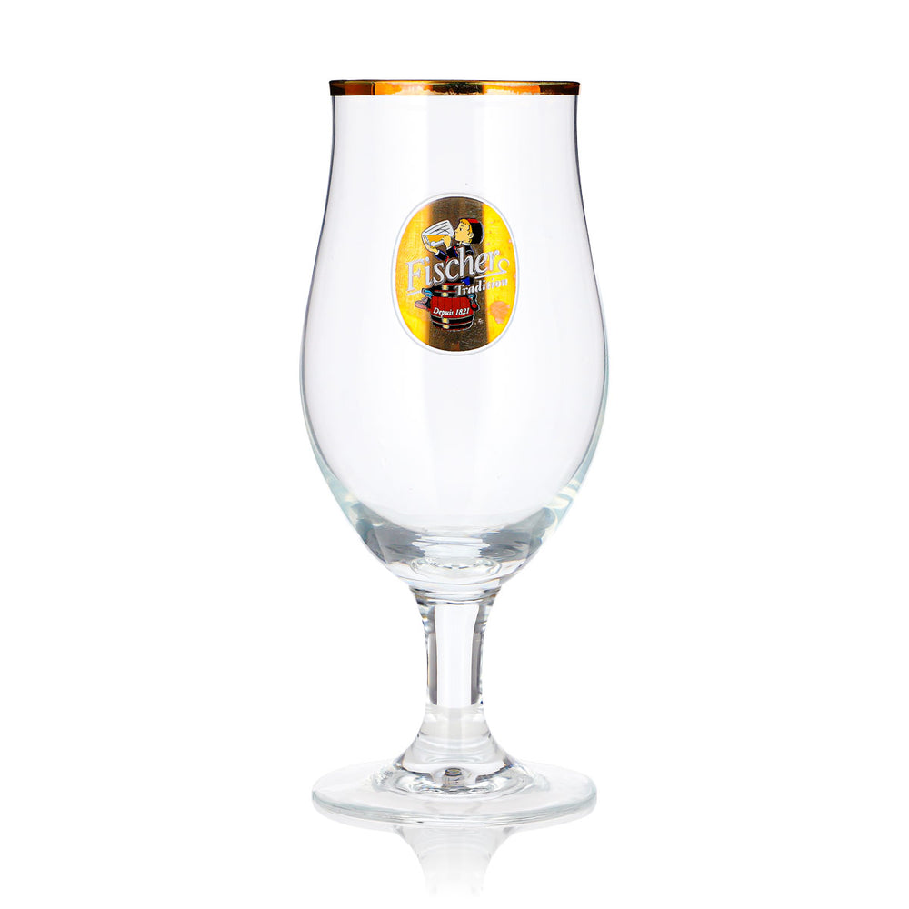 Brasserie Fischer Bier Glas 0,25l Tulpe Goldrand Depuis 1821 Bierglas Pokalglas