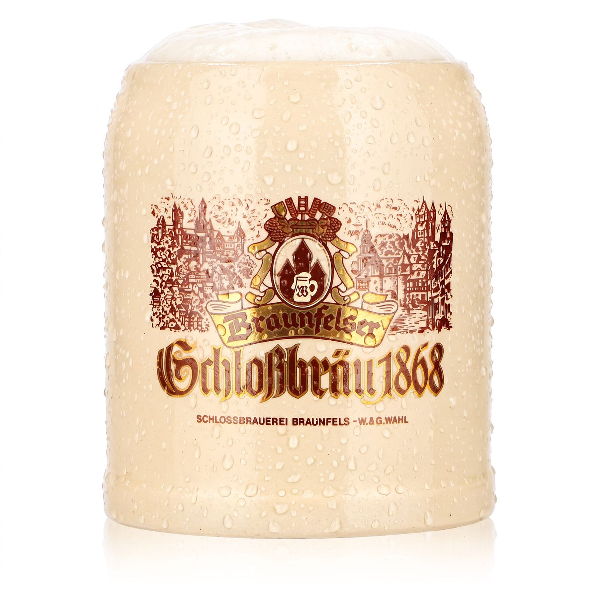 Braunfelser Bier Glas 0,25l Tonkrug Schloßbräu 1868 Ton