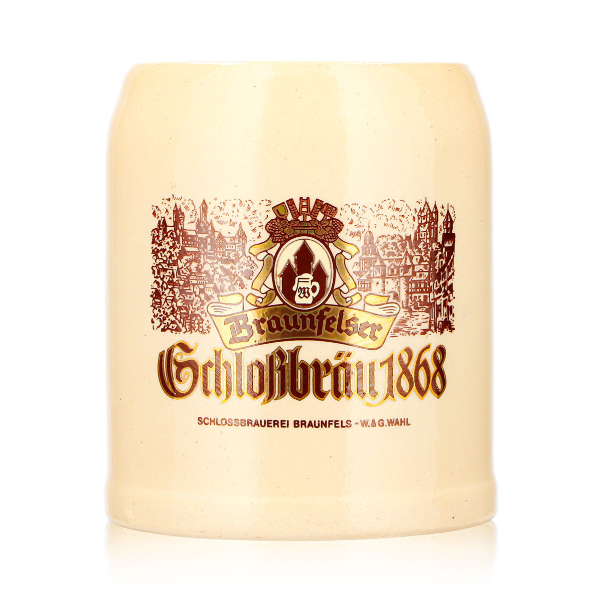 Braunfelser Bier Glas 0,25l Tonkrug Schloßbräu 1868 Ton – Ansicht 2