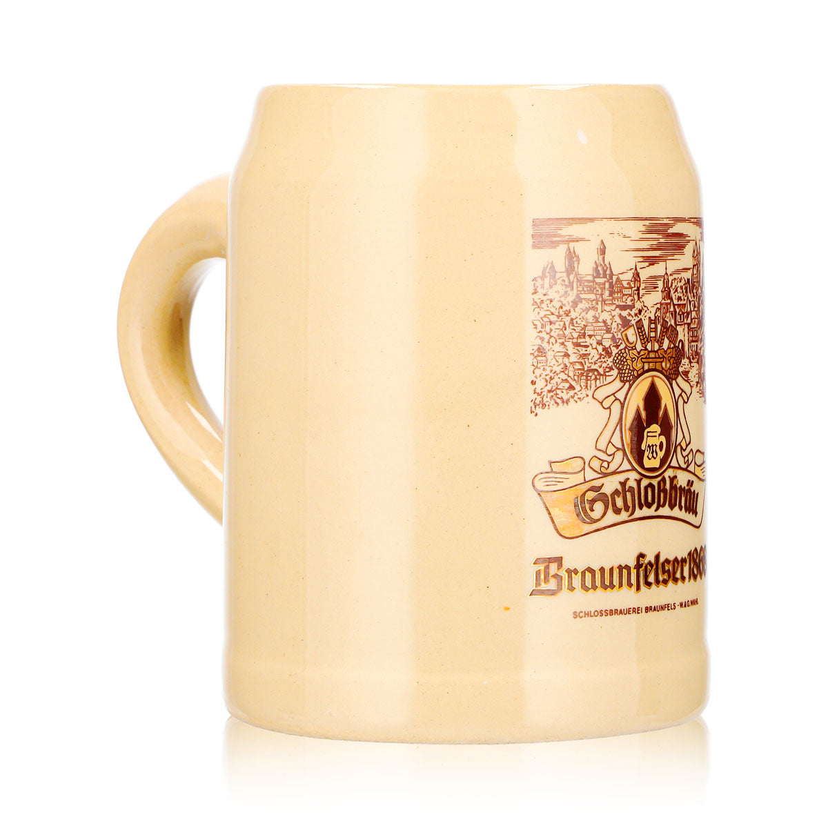 Braunfelser Bier Glas 0,25l Tonkrug Schloßbräu Sahm Ton – Ansicht 3