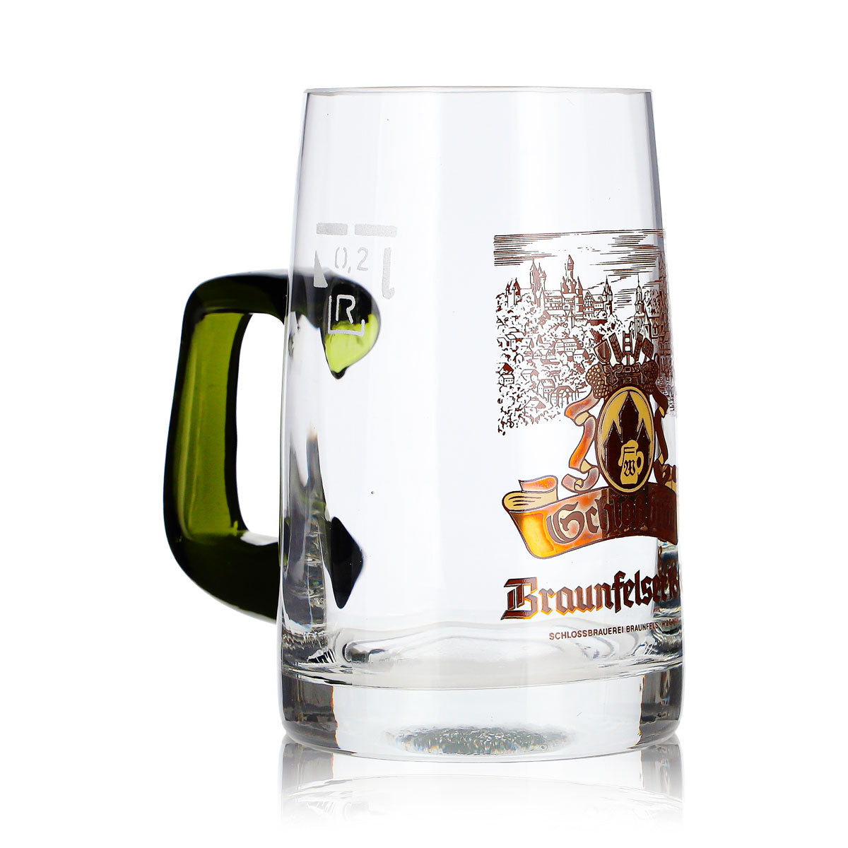 Braunfelser Bier Glas 0,2l Krug grüner Henkel – Ansicht 2