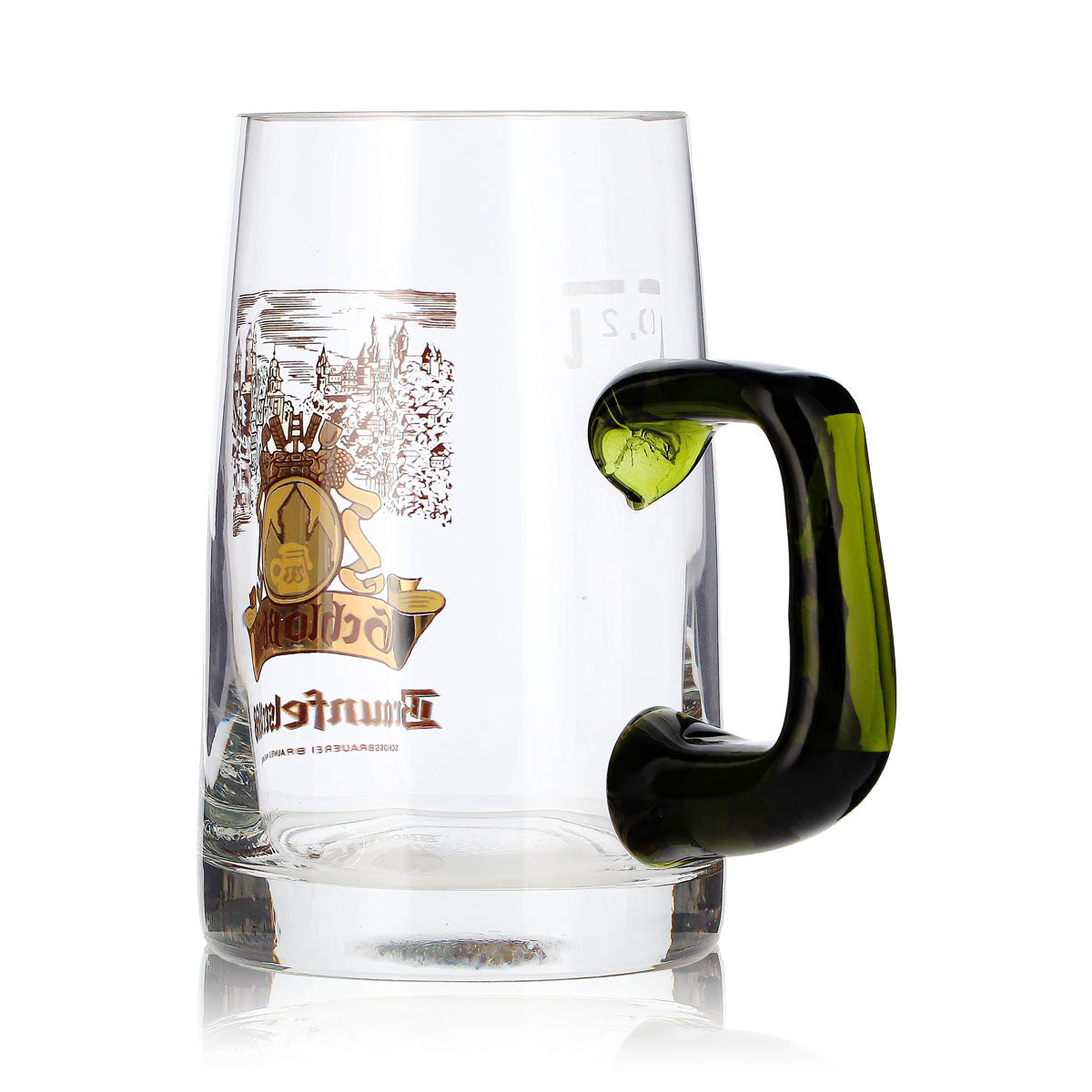Braunfelser Bier Glas 0,2l Krug grüner Henkel – Ansicht 4