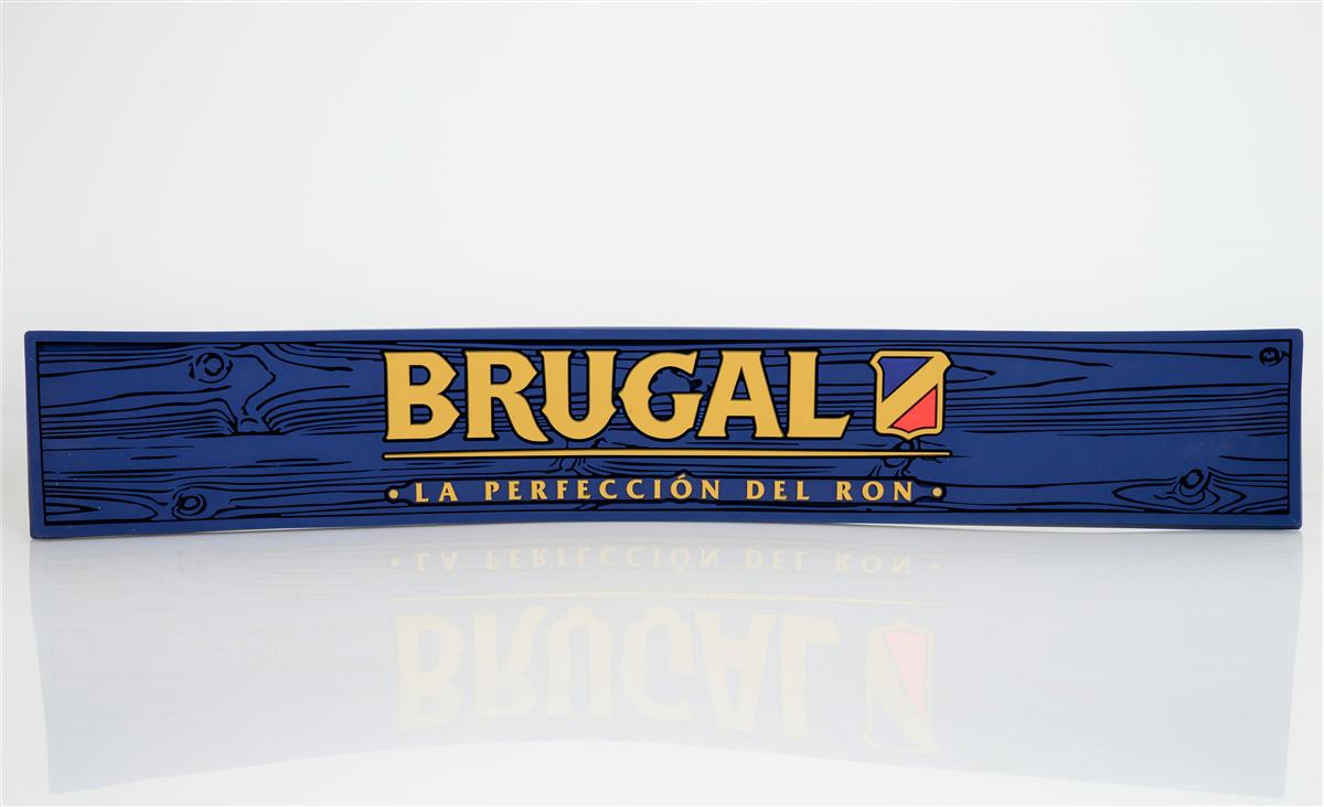 Brugal Rum Barmatte Abtropfmatte Barzubehör blau/gold 60 x 9 x 1