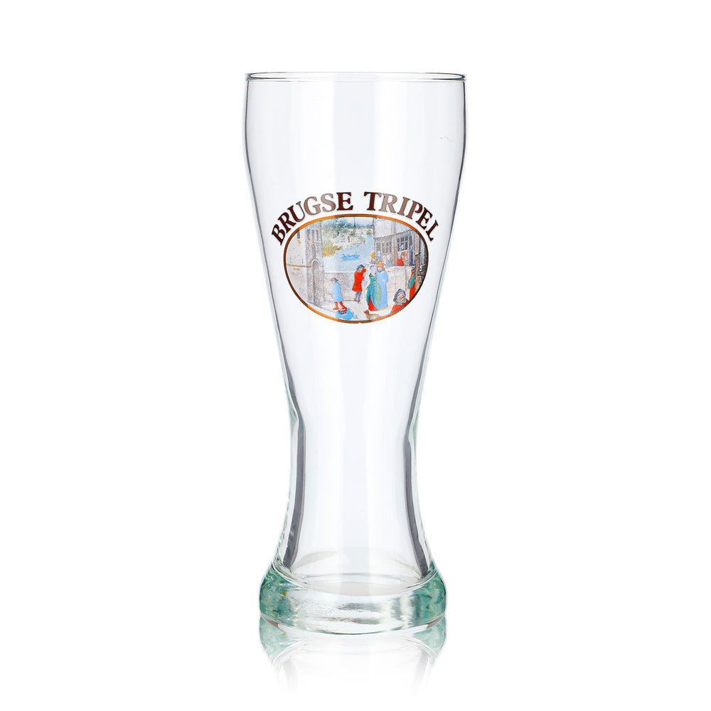Brugse Tripel Bier Glas 0,6l Pokal Straßenbild