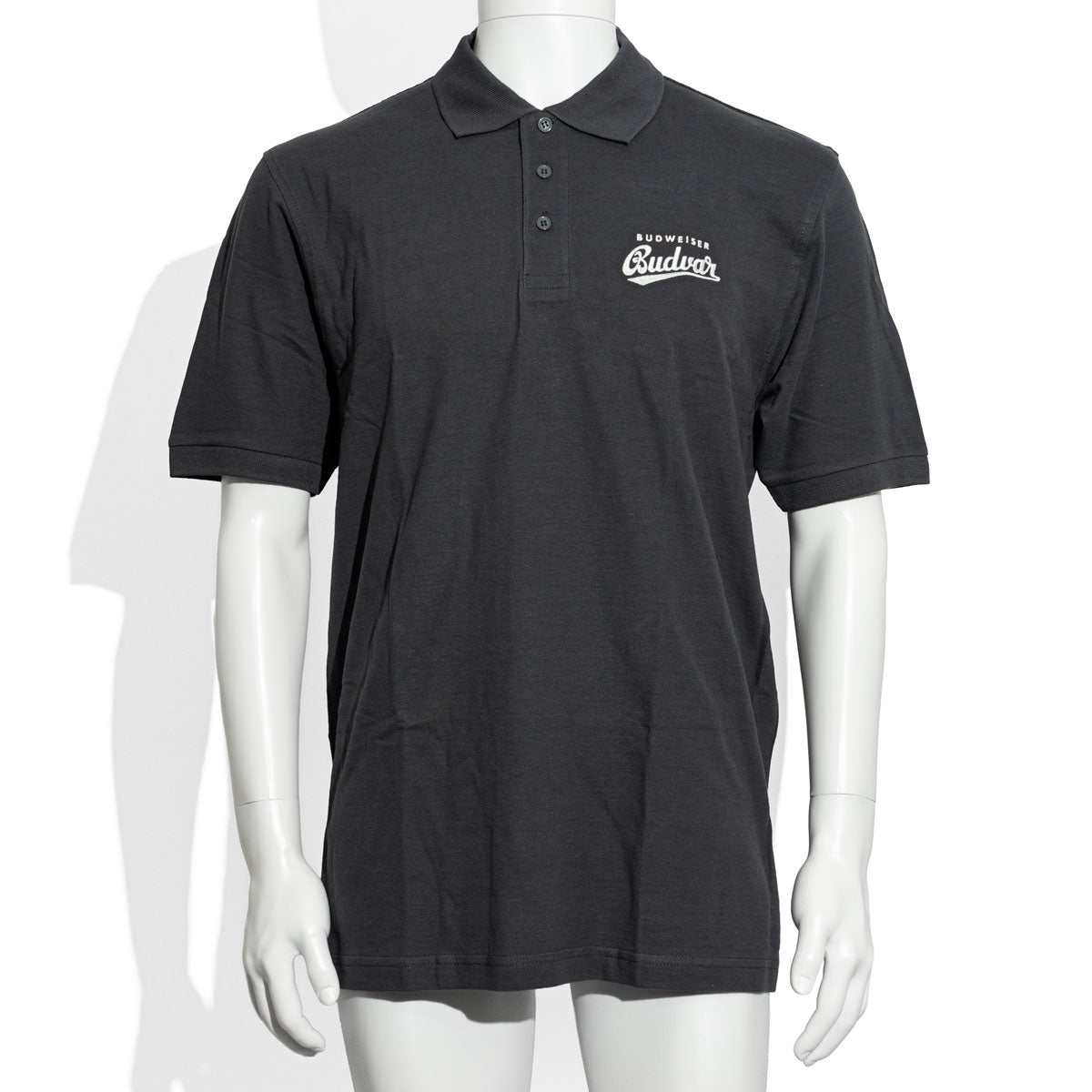 Budweiser Bier Hemd Gr.L Kellnerbluse Kellnerhemd Servicehemd Unisex GrauSchwarz