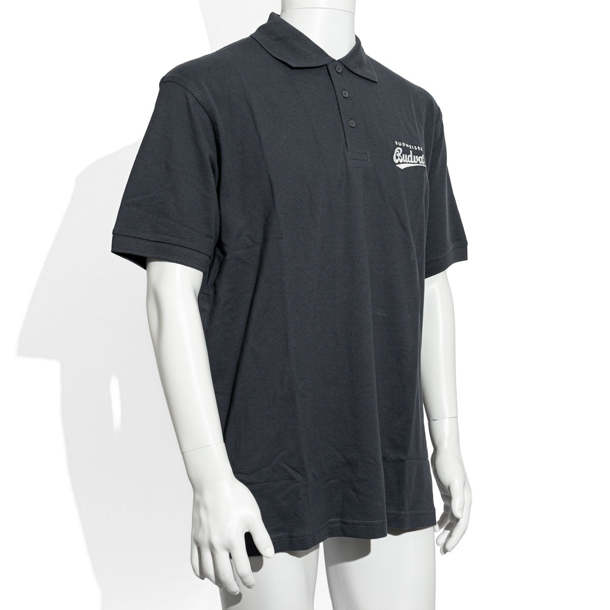 Budweiser Bier Hemd Polo Größe XL Kellnerbluse Kellnerhemd Servicehemd Unisex Grau/Schwarz – Ansicht 2