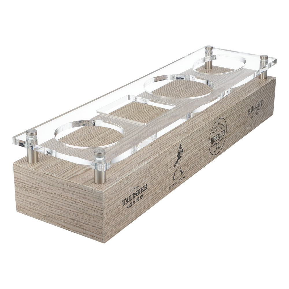 Bulleit Whisky Flaschenpodest Display Holz Flaschenhalter 4 fach