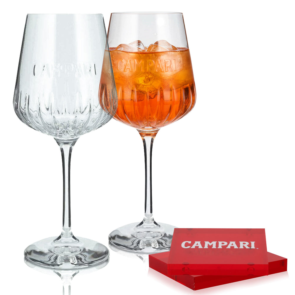 Campari Likör Bar Bundle Set I aus 2x Weingläser Milano und 2x Untersetzer