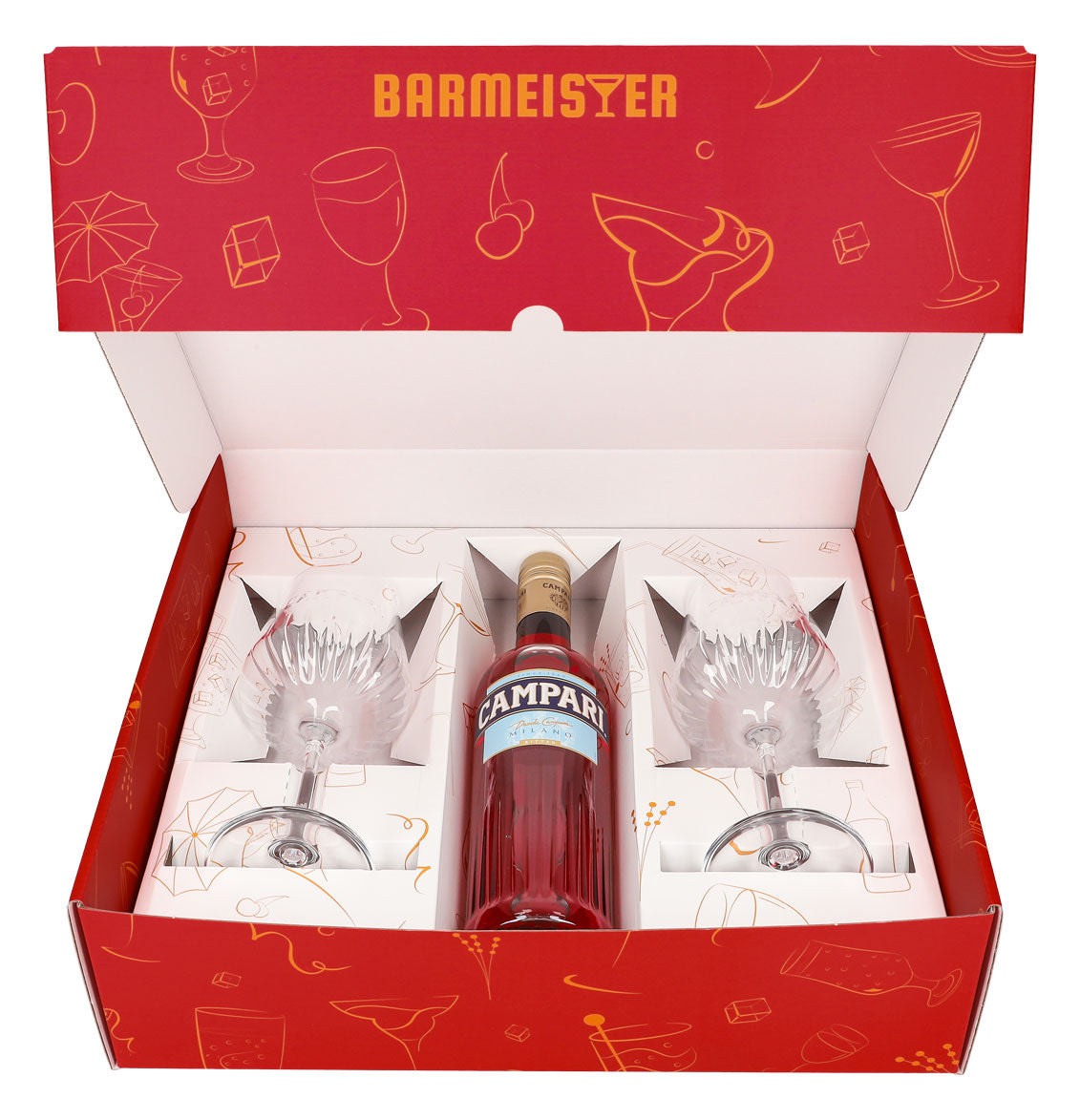 Campari Likör Geschenkset 0,7l Flasche 25 % Vol. + Spritz Gläser Milano–pink – Ansicht 2