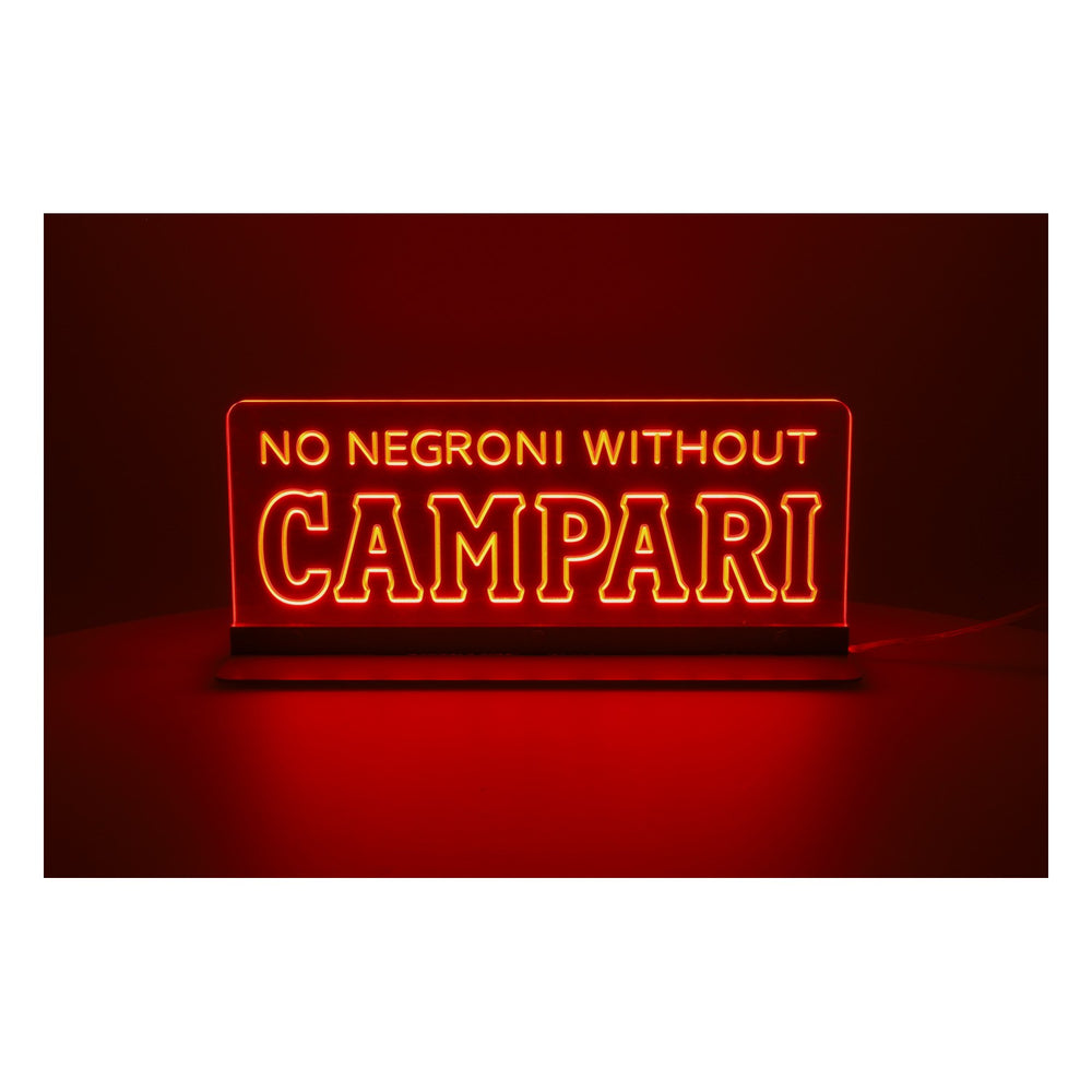 Campari Likör LED Leuchtreklame Schild "No Negroni Without Campari"