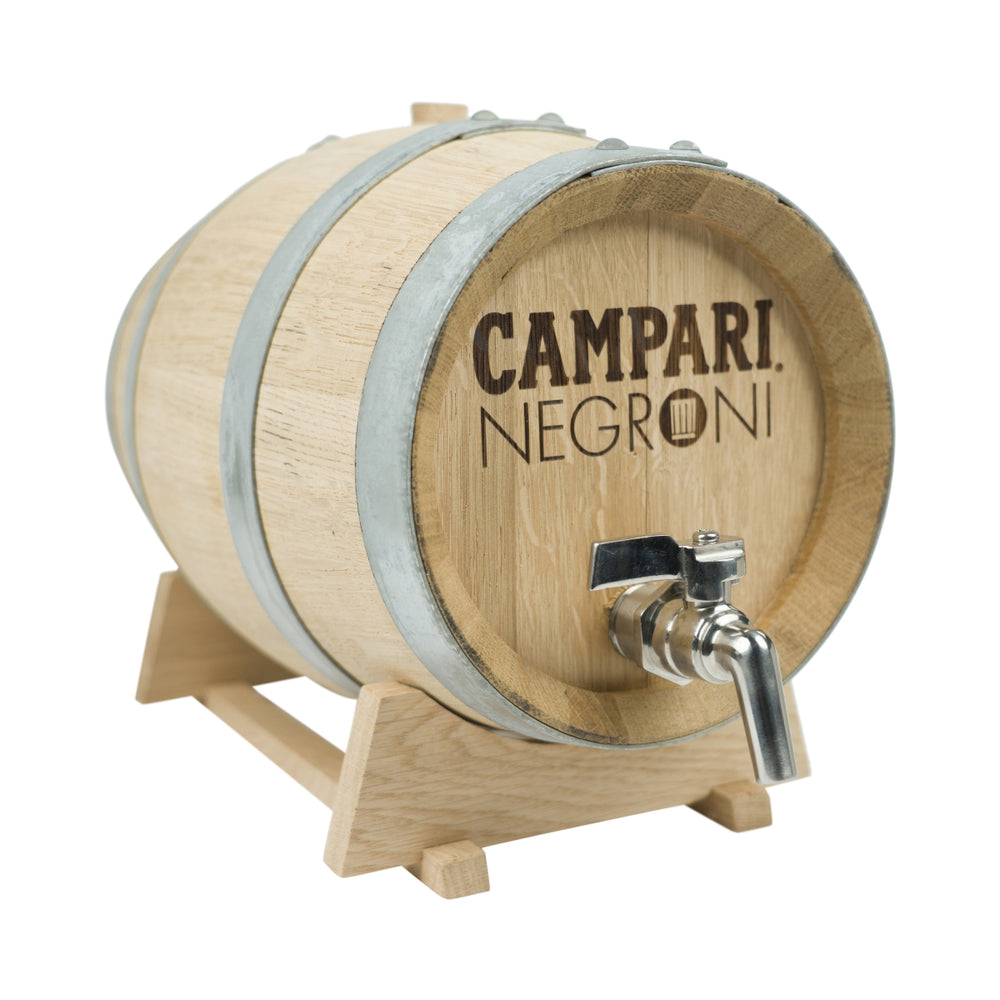 Campari Negroni Schnapsfass 5l Holzfass Zapfhahn Cocktail Aged Eiche Natur Bar
