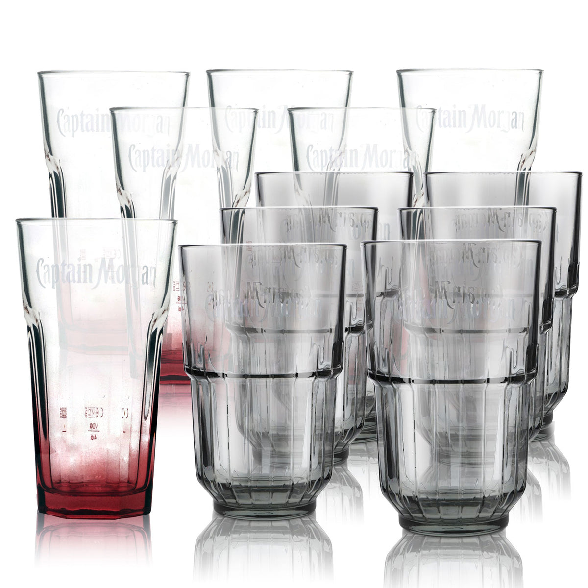 Captain Morgan Bar Bundle Set I aus 12x verschiedenen Longdrinkgläsern