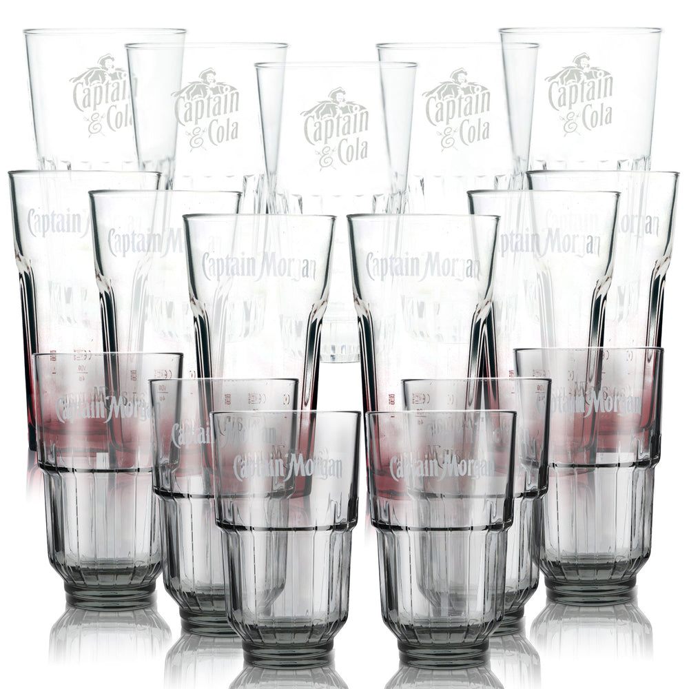 Captain Morgan Bar Bundle Set II aus 18x verschiedenen Longdrinkgläsern
