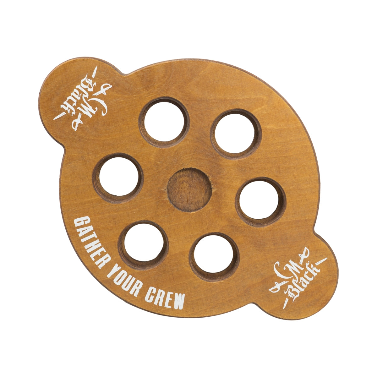 Captain Morgan Black Rum Tablett 24cm für 6 Shots Gläser Holz Träger Bar Latte