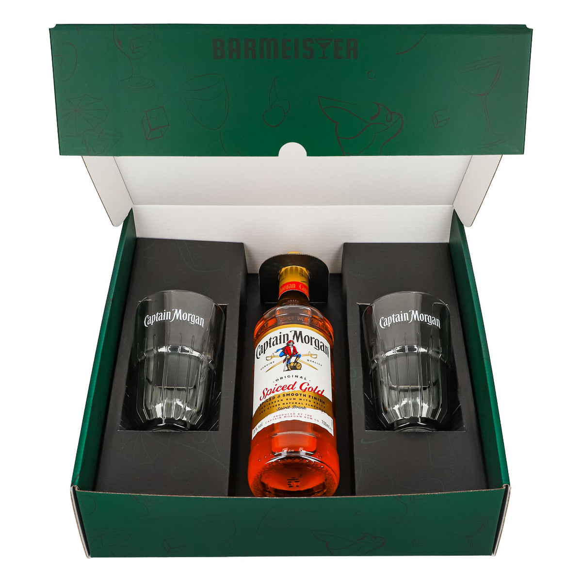 Captain Morgan Geschenksets grün Longdrinkglas Relief – Ansicht 2