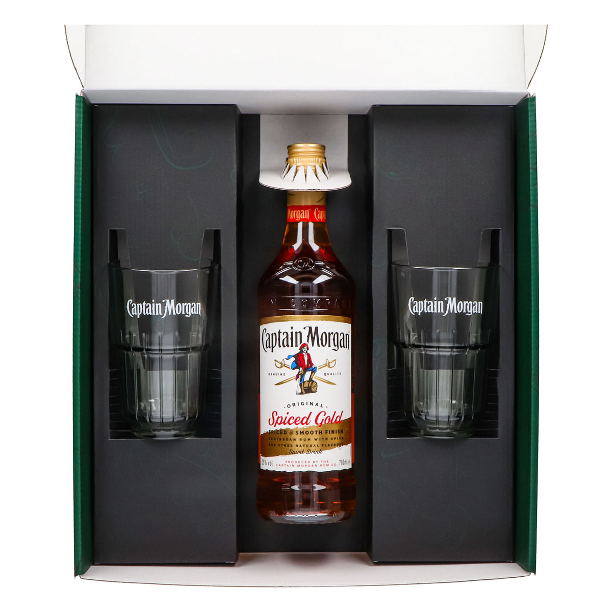 Captain Morgan Geschenksets grün Longdrinkglas Relief – Ansicht 3