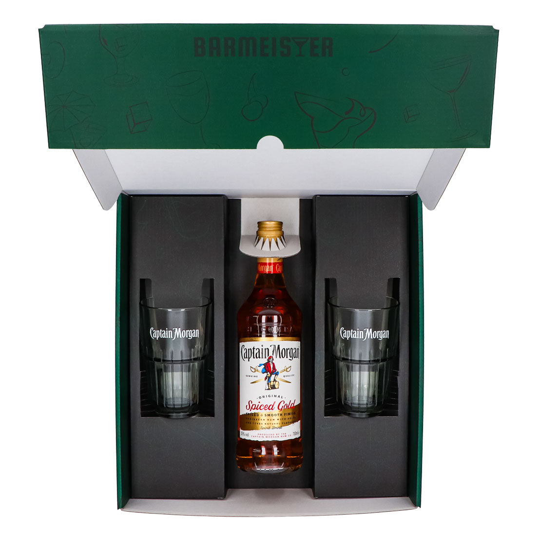 Captain Morgan Geschenksets grün Longdrinkglas Relief – Ansicht 5