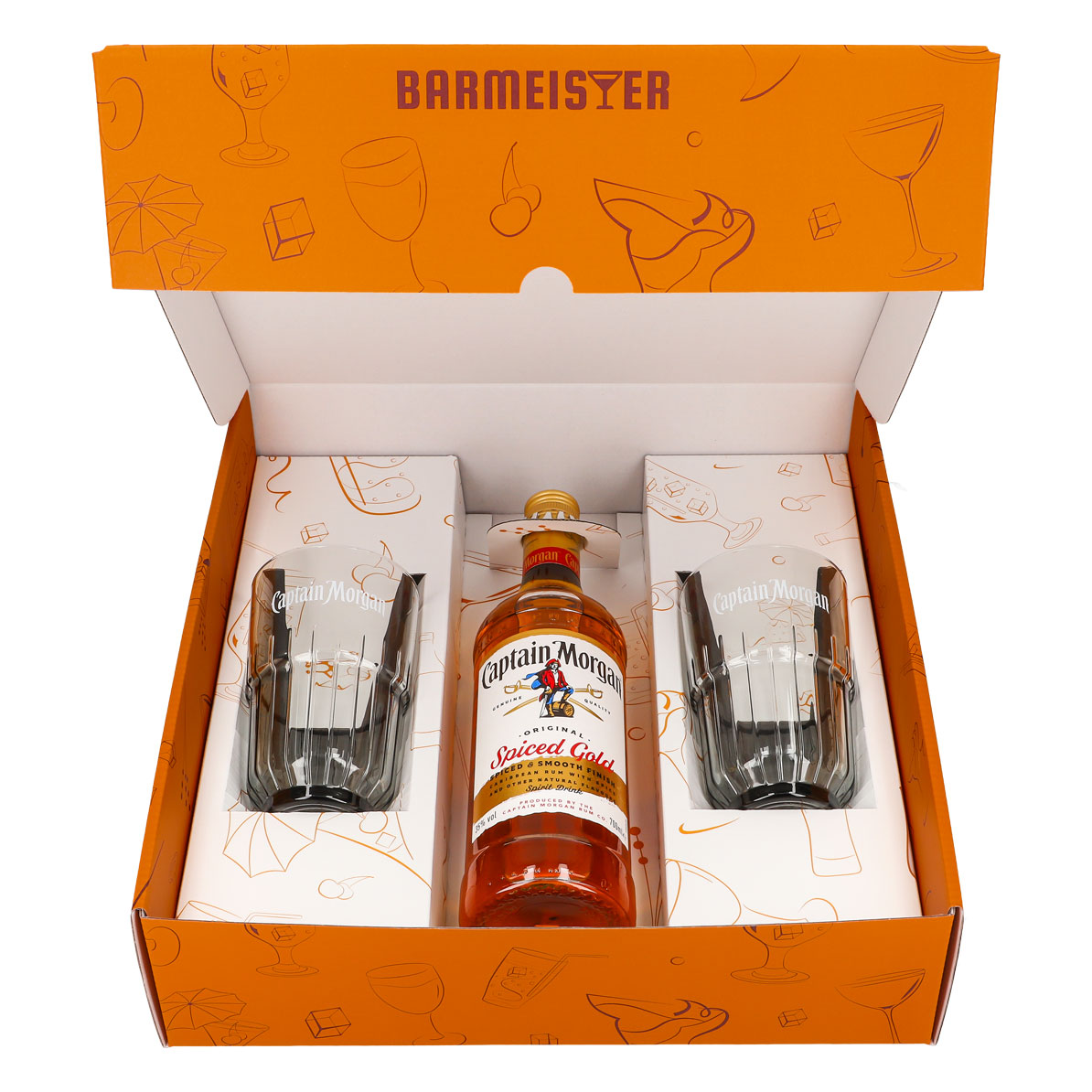 Captain Morgan Geschenksets orange Longdrinkglas Relief – Ansicht 2
