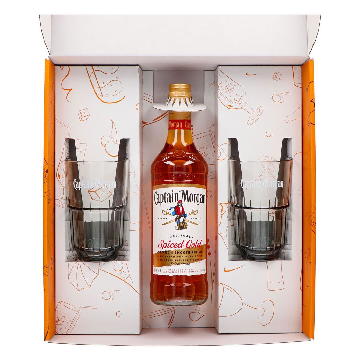 Captain Morgan Geschenksets orange Longdrinkglas Relief – Ansicht 3