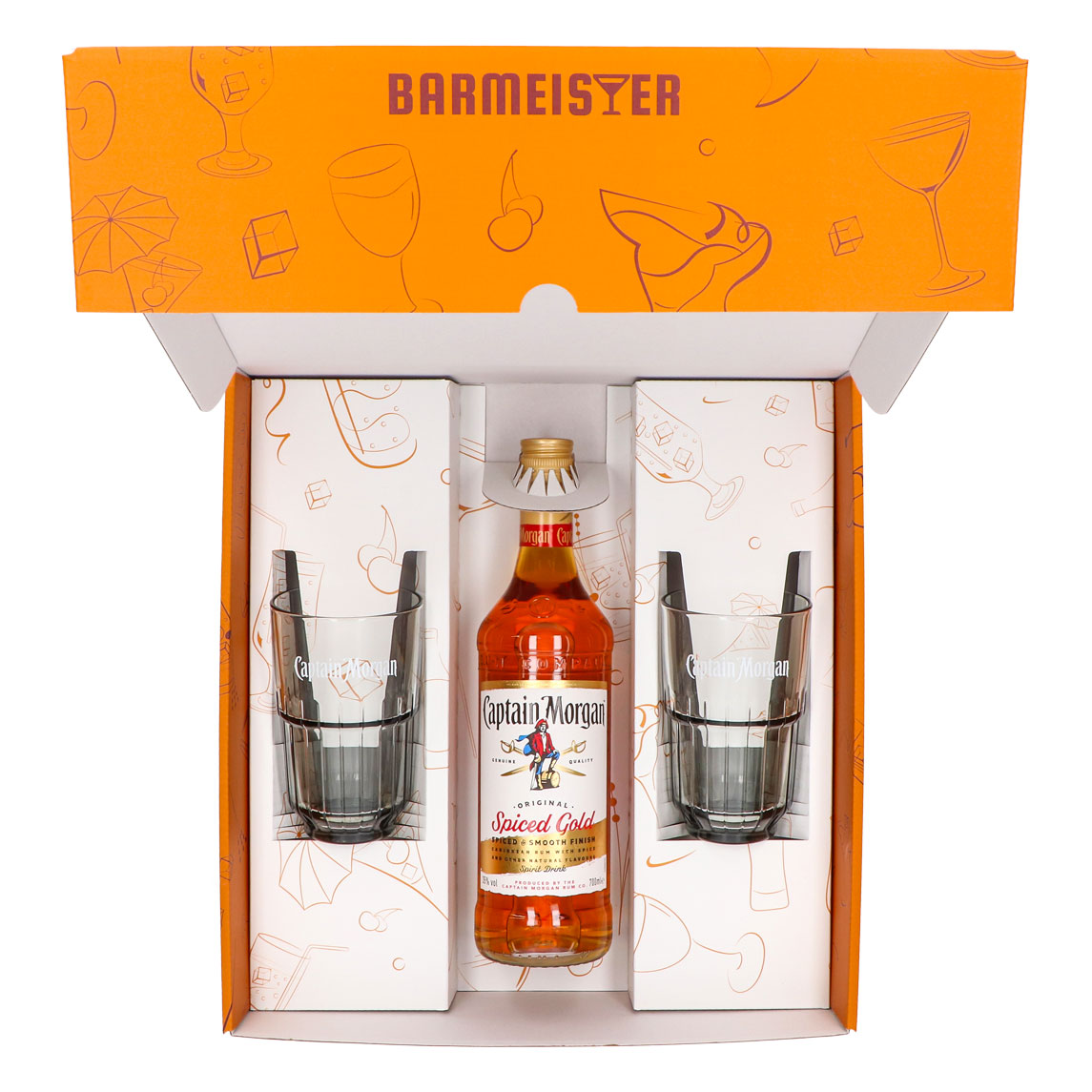 Captain Morgan Geschenksets orange Longdrinkglas Relief – Ansicht 5