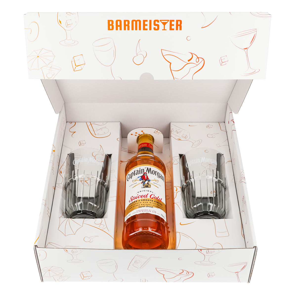 Captain Morgan Geschenksets weiß Longdrinkglas Relief – Ansicht 2