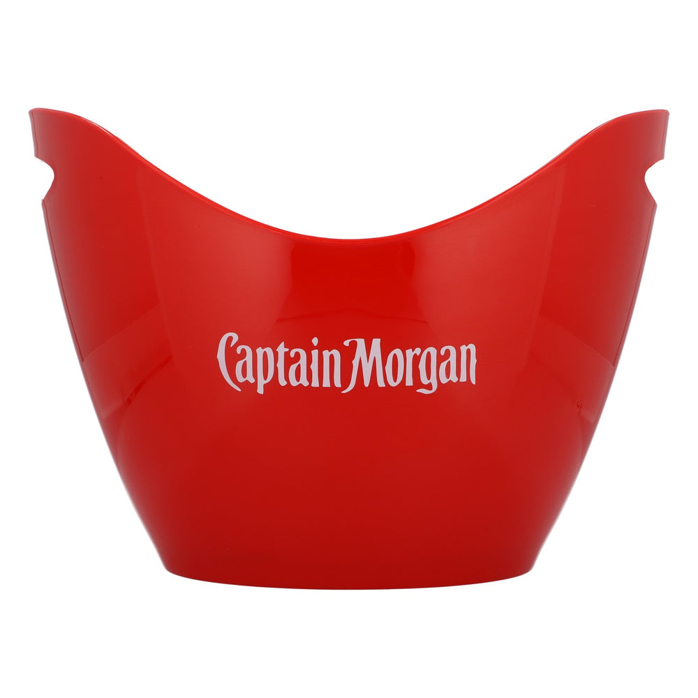 Captain Morgan Rum Flaschenkühler Eiseimer rot beidseitig weißes Logo
