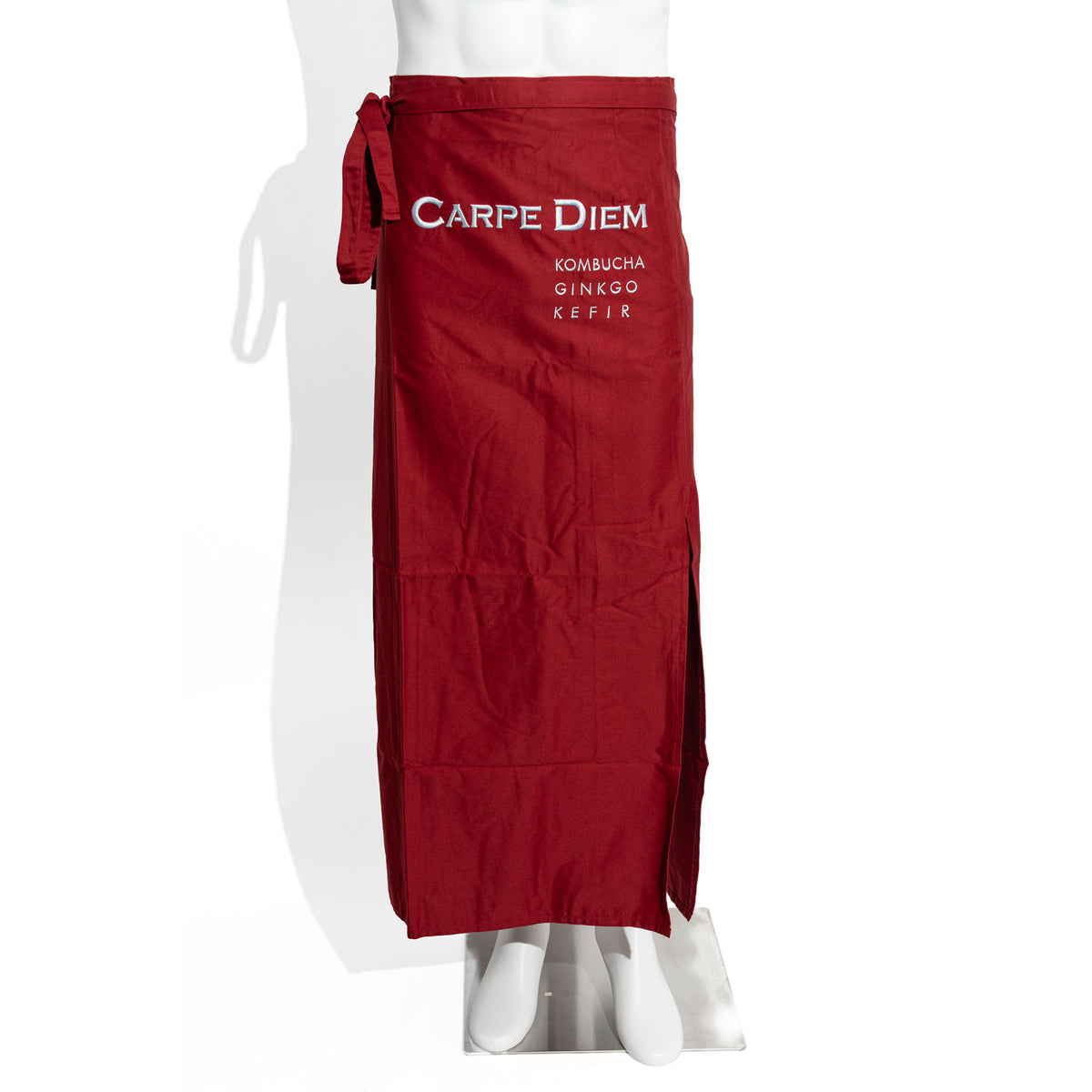Carpe Diem Kellnerschürze Bistroschürze Küchenschürze lang rot "Logo vorn"