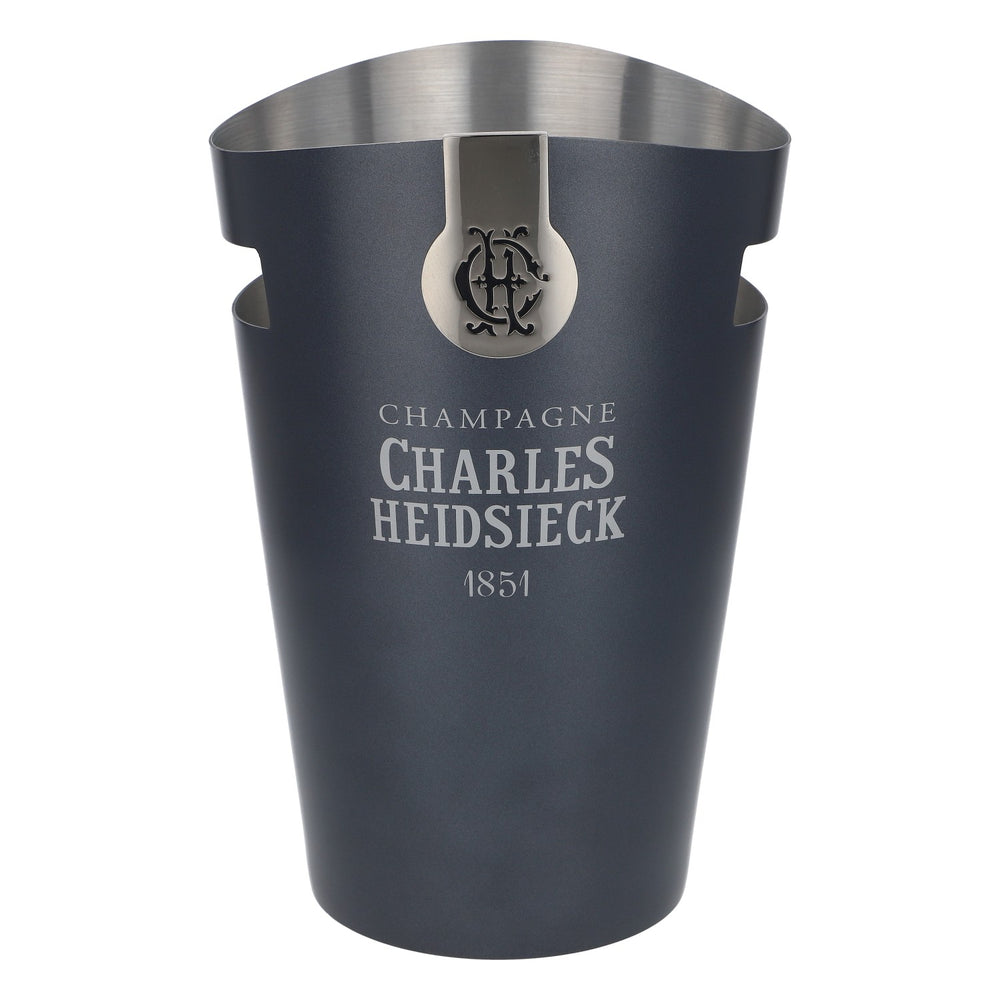 Charles Heidsieck Champagner Flaschenkühler Eiswürfelbehälter Metall grau