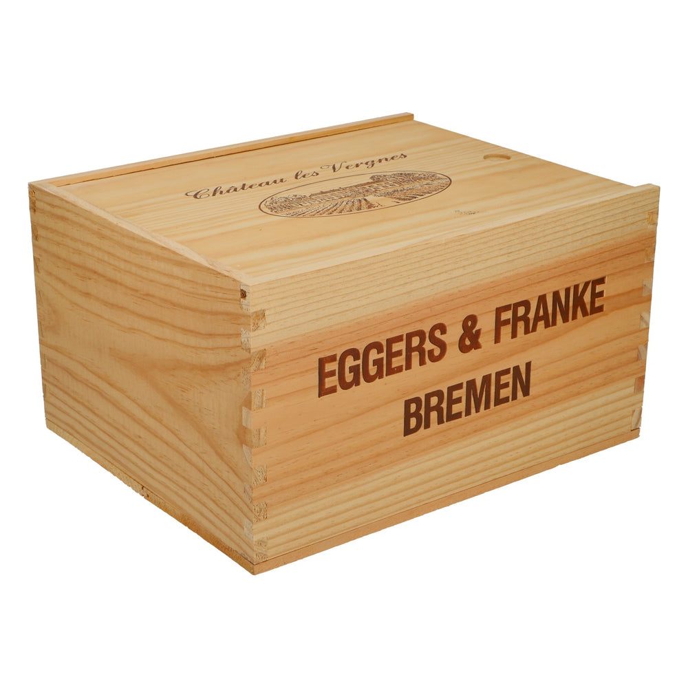 Chateau les Vergnes Wein Holzkiste Raumdekoration 33x27x18,5 cm