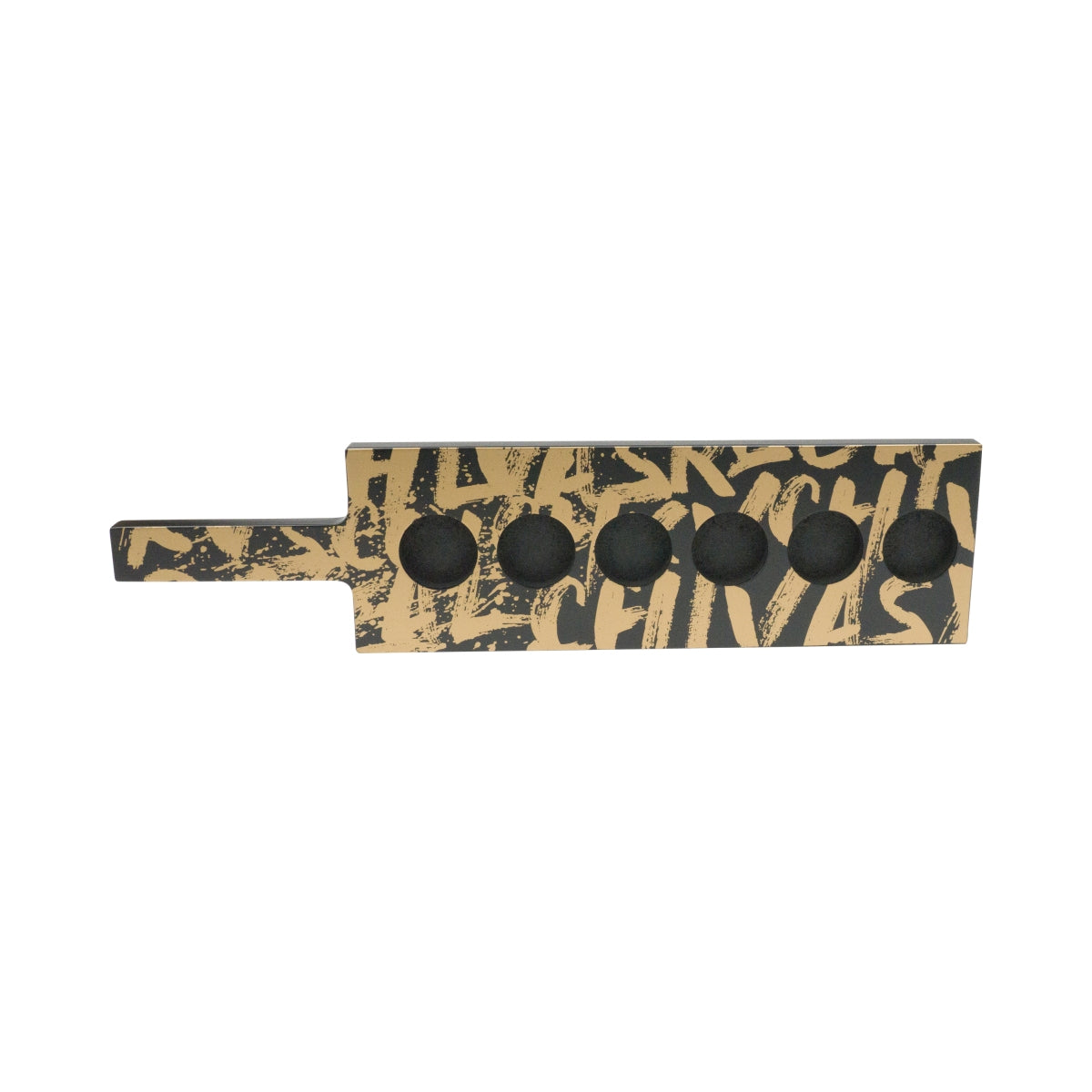 Chivas Regal Whisky Shot-Tablett Graffiti-Design Schwarz/Gold 6 Gläserplätze mit 4cm Durchmesser – Ansicht 2