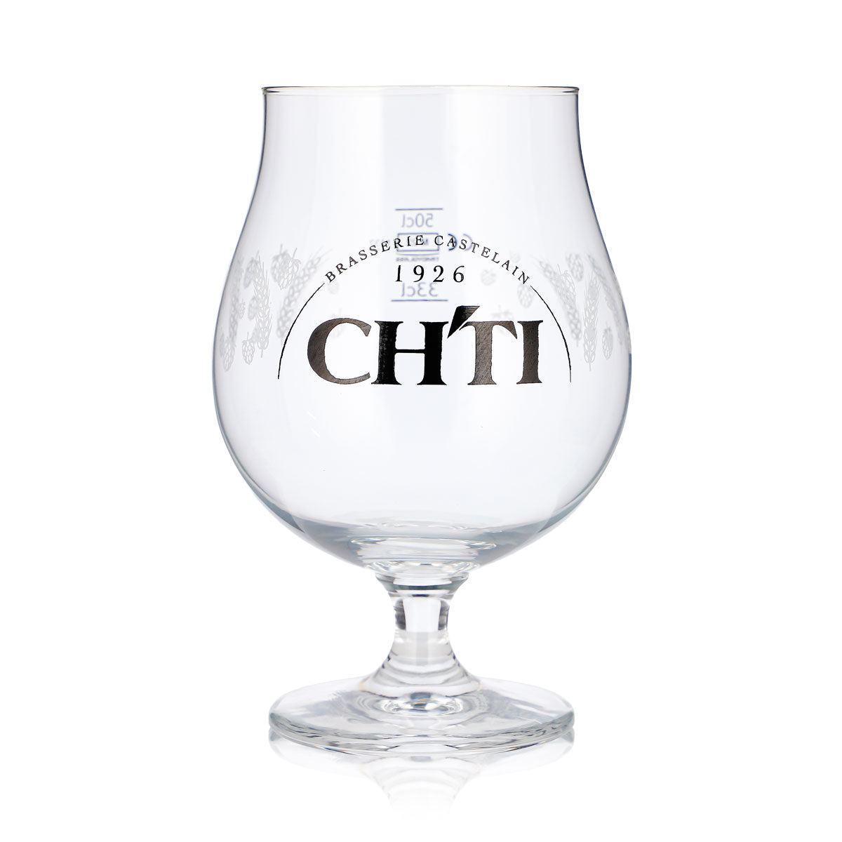 CHTI Bier Glas 0,65l Pokal Tulpe Brasserie Castelain 1926 Getreide Motiv – Ansicht 2