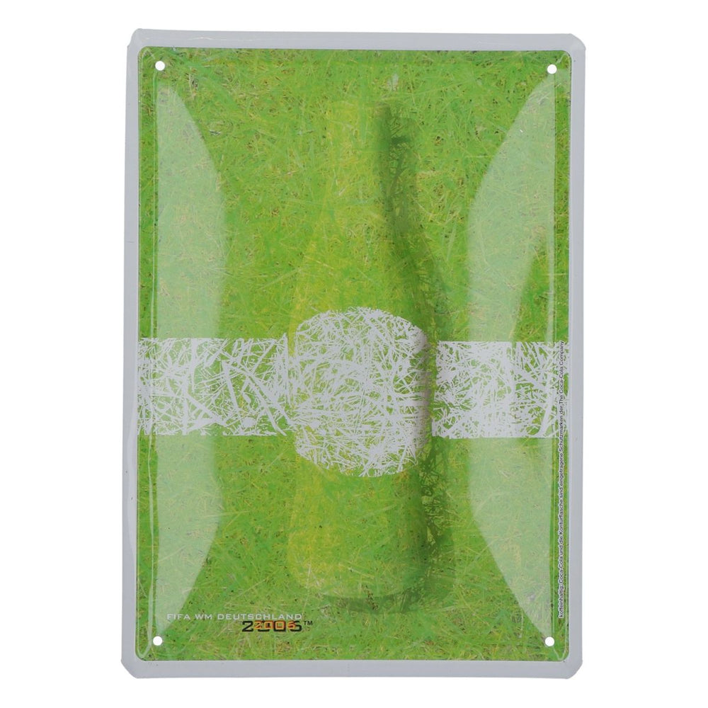 Coca Cola Blechschild Flasche auf Rasen WM 2006 21x15cm Werbeschild Wand Deko
