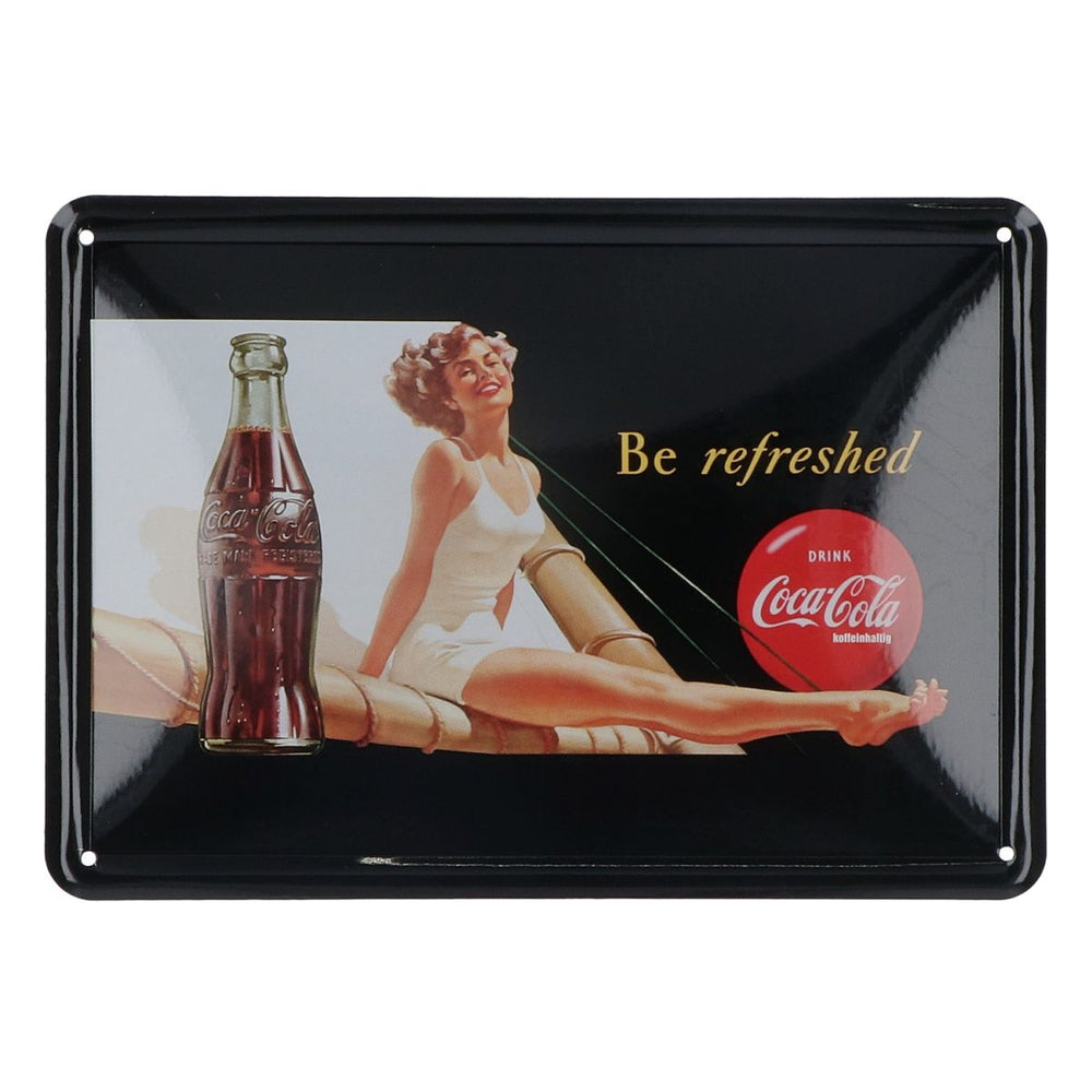 Coca Cola Blechschildm 15x10cm Werbeschild Be refreshed Wand Deko Merch Werbung