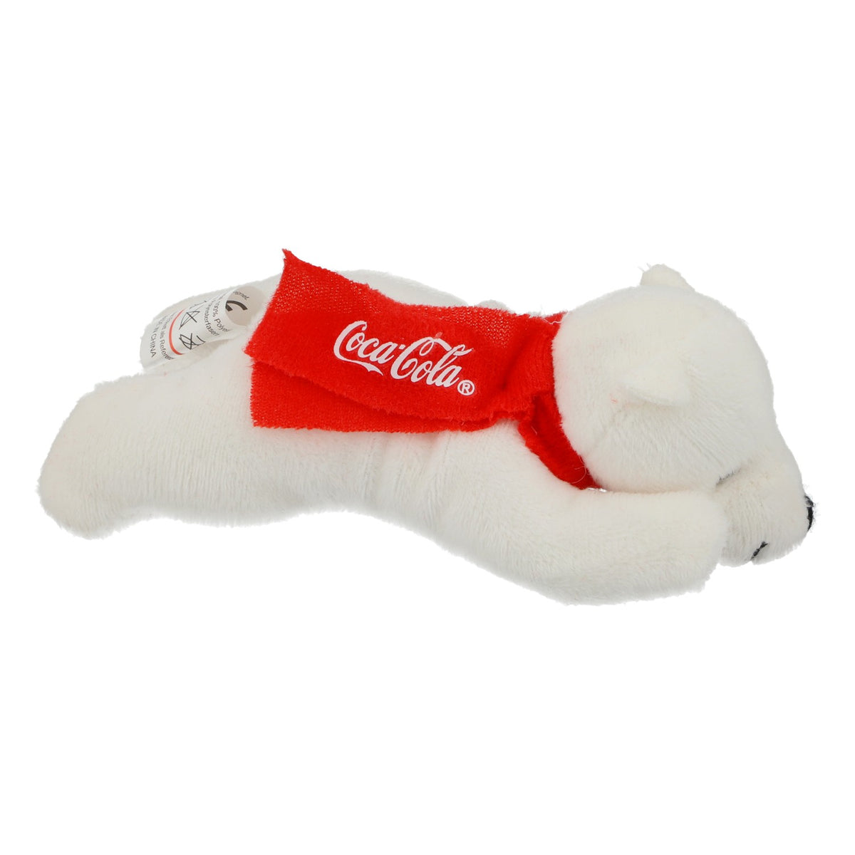 Coca Cola Eisbär Kuscheltier liegend neu weiß roter Schal Sammler Deko Geschenk – Ansicht 4