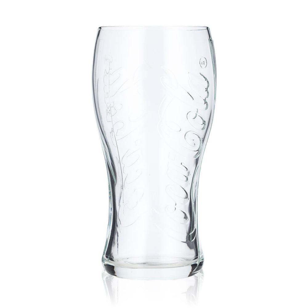 Coca Cola Glas 0,3l Kontur Curve Becher Logo vertikal Relief Druck Gläser Drinks