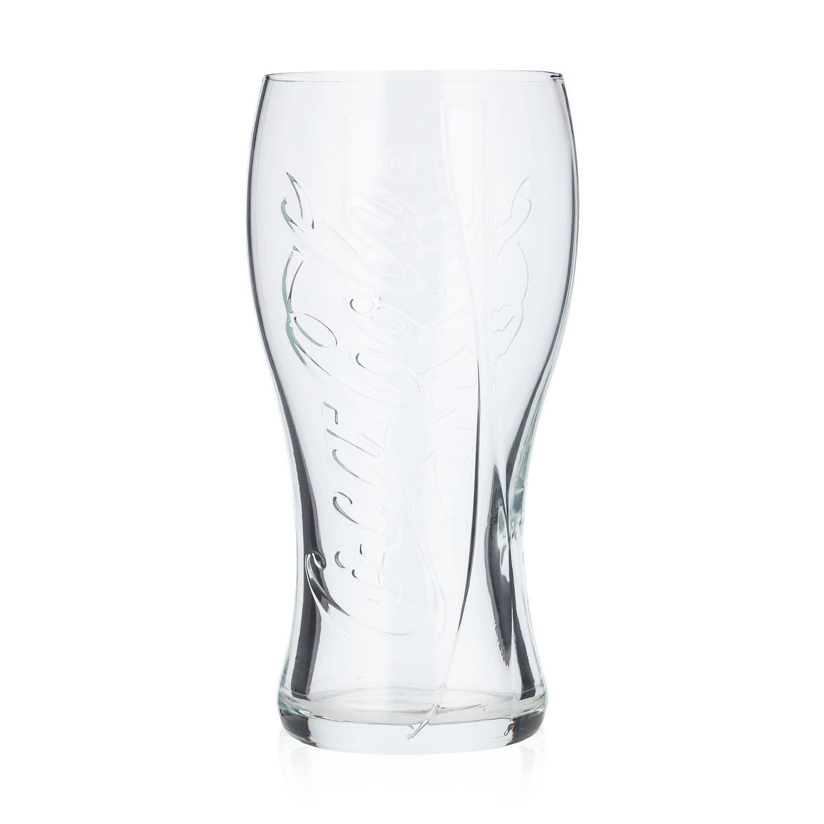 Coca Cola Glas 0,3l Kontur Curve Becher Logo vertikal Relief Druck Gläser Drinks – Ansicht 3