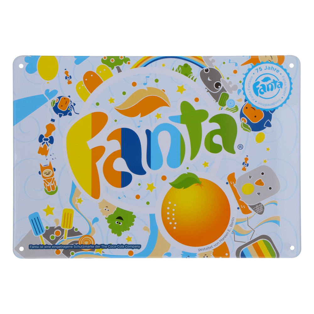 Coca Cola Softdrink Blechschild WanddekorationFanta bunt 75 Jahre 21x15cm