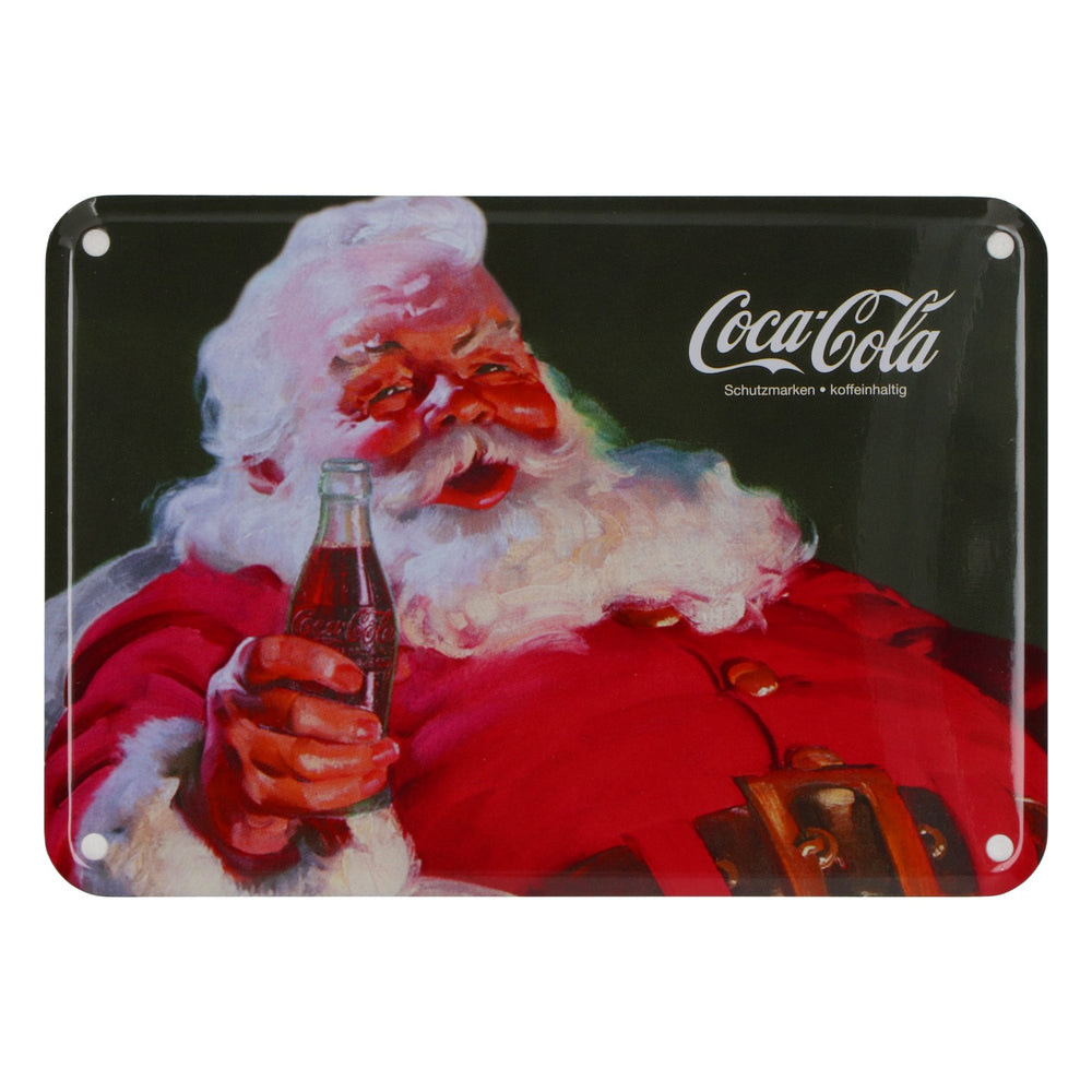 Coca Cola Softdrink Blechschild Wandschild Wanddeko Chrismas 15x10,5 cm Weihnachtsmann