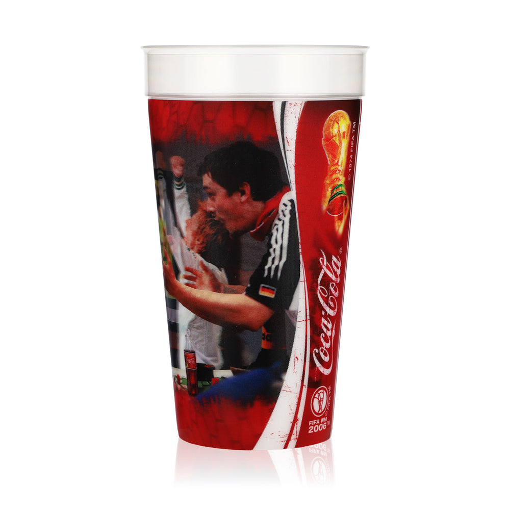 Coca Cola Softdrink Glas 0,5l Fifa WM 2006 3D Motiv Kunststoff Mehrwegbecher