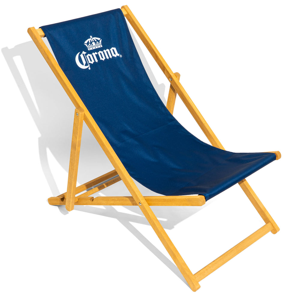 Corona Glas Buchenholz Liegestuhl blaue Ausführung
