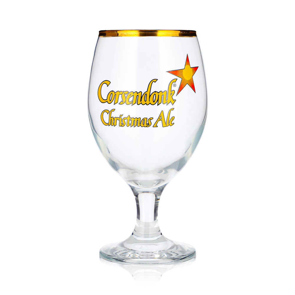 Corsendonk Bier Glas 0,4l Pokal Tulpe Christmas Ale Goldrand