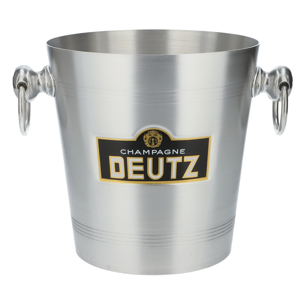 Deutz Champagner Eiseimer Flaschenkühler Metall silber mit Henkel
