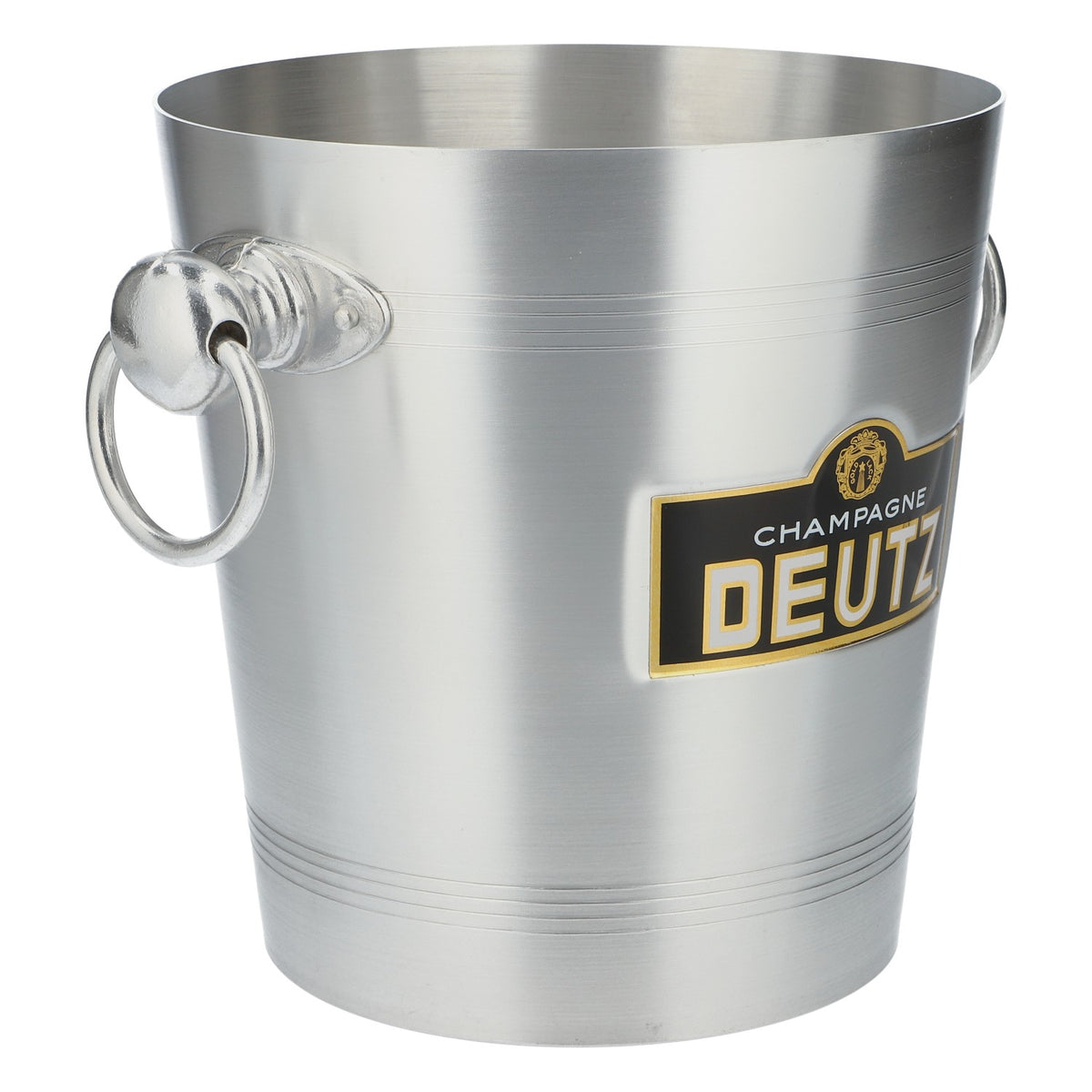 Deutz Champagner Eiseimer Flaschenkühler Metall silber mit Henkel – Ansicht 2