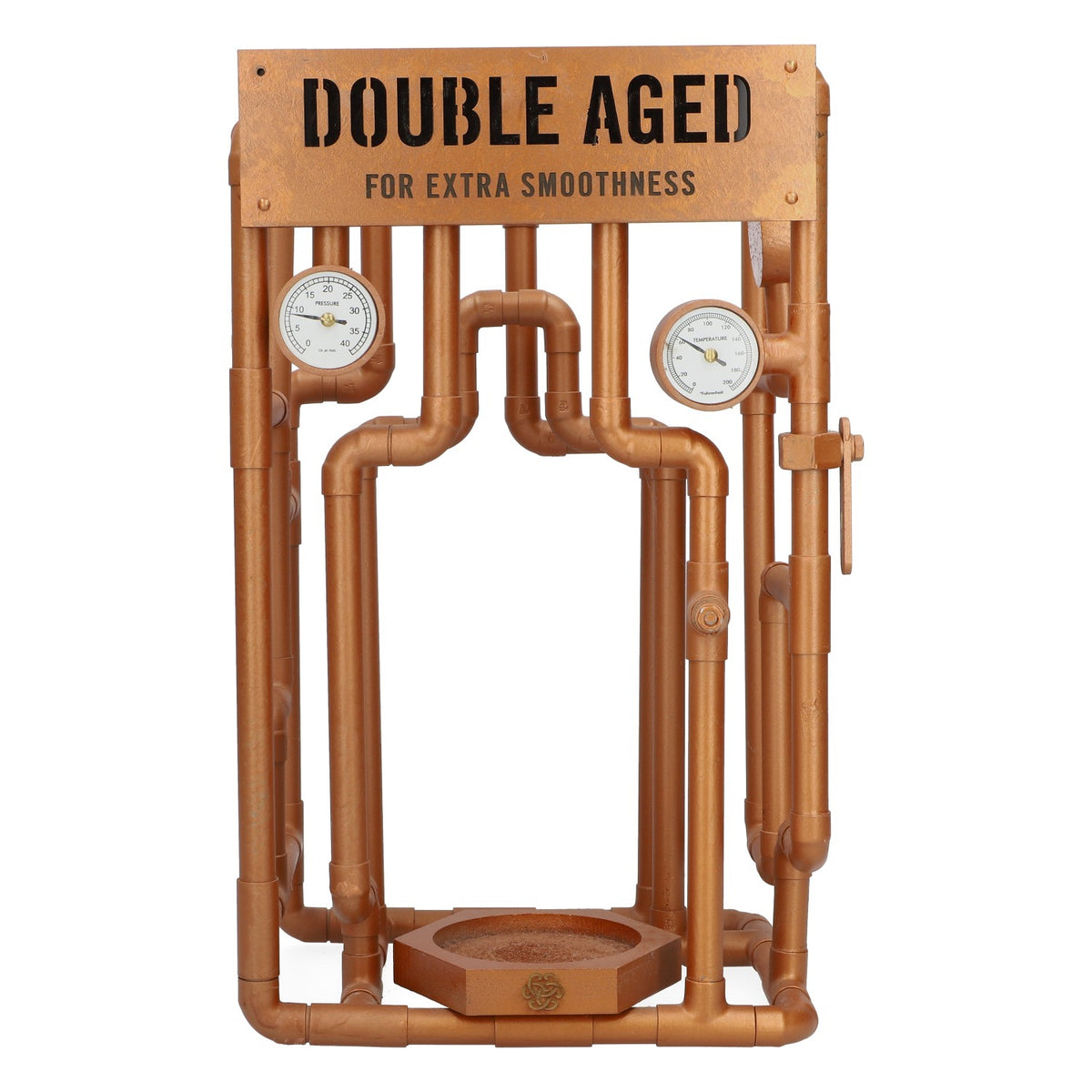 Dewars Whiskey Flaschenhalter Messing Deko Double Aged Kupfer 4,35kg – Ansicht 2