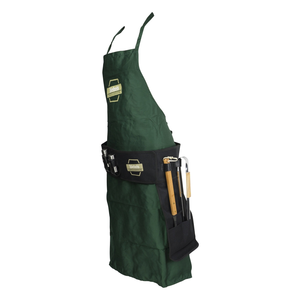 Diebels Grillset Schürze Latz Lang Gürtel Zange Salz-/Pfefferstreuer BBQ Koch – Ansicht 4