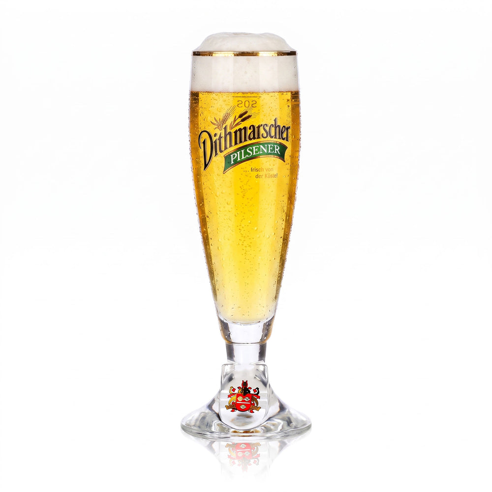 Dithmarscher Bier Glas 0,2l Pokal Pilsener Goldrand