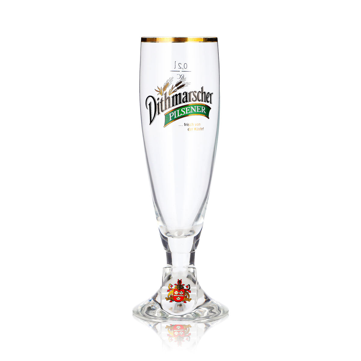 Dithmarscher Bier Glas 0,2l Pokal Pilsener Goldrand – Ansicht 2