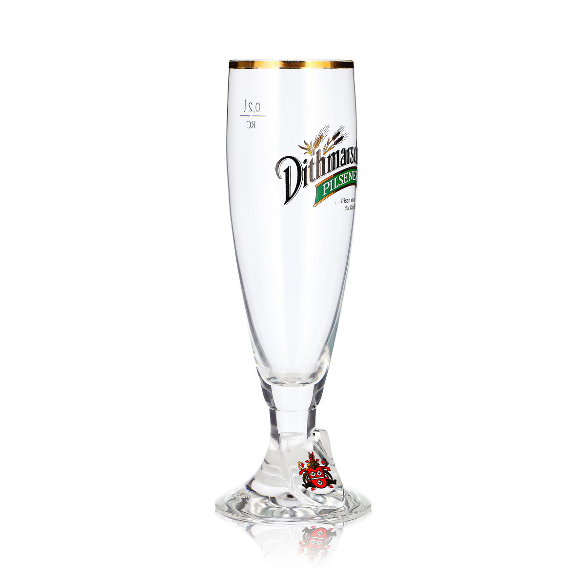 Dithmarscher Bier Glas 0,2l Pokal Pilsener Goldrand – Ansicht 3