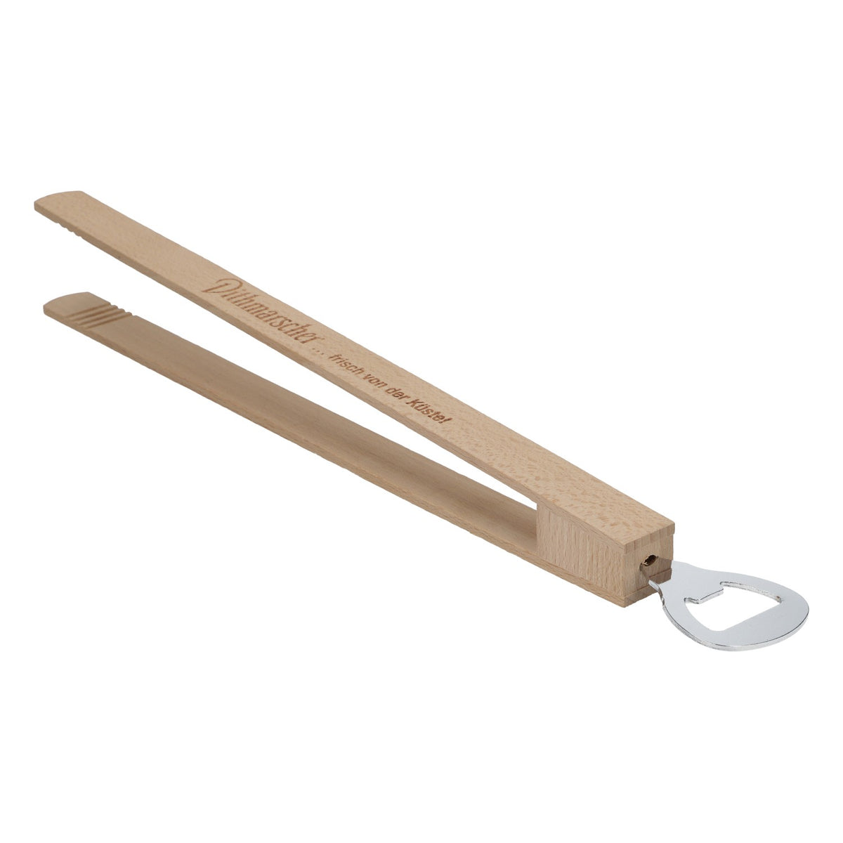 Dithmarscher Grillzange Holz Flaschenöffner Bier BBQ Küste 35cm – Ansicht 2